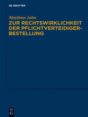 cover image of Zur Rechtswirklichkeit der Pflichtverteidigerbestellung
